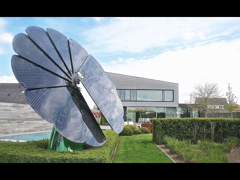 Placa fotovoltáica em forma de girasol Placa fotovoltáica em forma de girasol