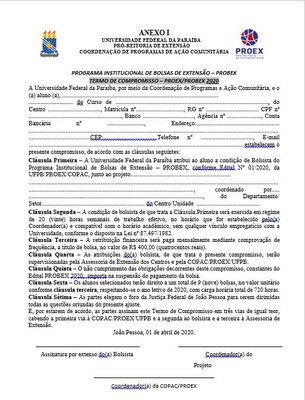 PROBEX - 2020 - Termo de Compromisso PROBEX - 2020 - Termo de Compromisso